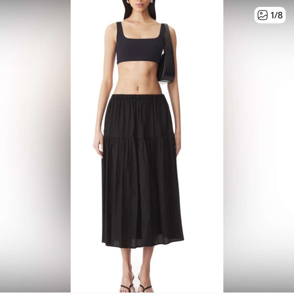 Enza Costa Tiered Cotton Maxi Skirt - Size 0